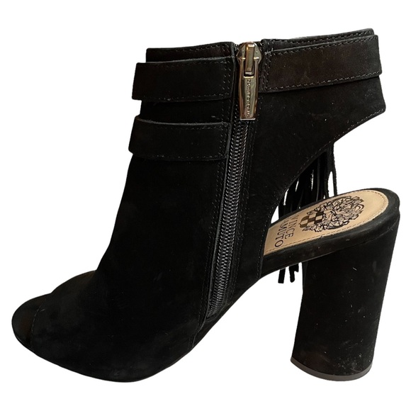 Vince Camuto Shoes - Vince Camuto Ankle Bootie Peep Toe Black Suede Block Heel size 7.5